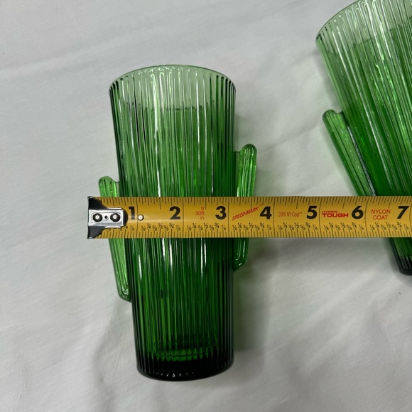RARE Vintage Libbey Saguaro Cactus Glass Green Tumbler 16oz Highball Set of 2 - Picture 7 of 7